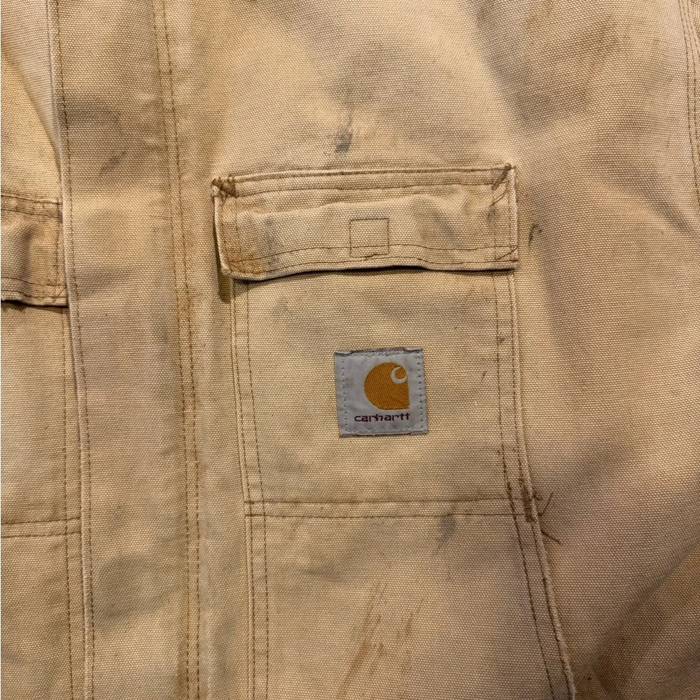 Carhartt Jacket Mens 4XL* Tan Quilt Lined Workwear Duck Canvas Distressed Faded*